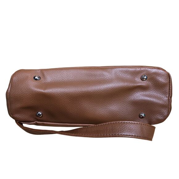 Tignanello Brown Cream Vintage Top Handle Shoulder Strap Bag Purse Multi Pocket - Picture 8 of 8